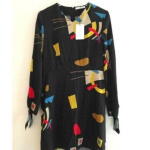 JW Anderson Abstract Mini Dress Knot Cuffs US 4 EU 36 black NWT